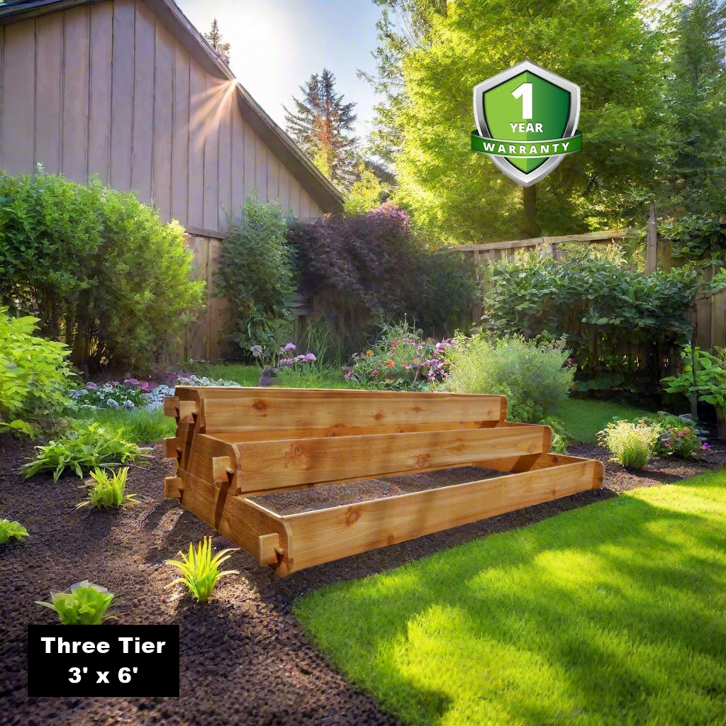 Timberlane Gardens Raised Garden Bed Kit Large 3 Tiered (1x6 2x6 3x6) Select Cedar Elevated Planter Timberlane Gardens